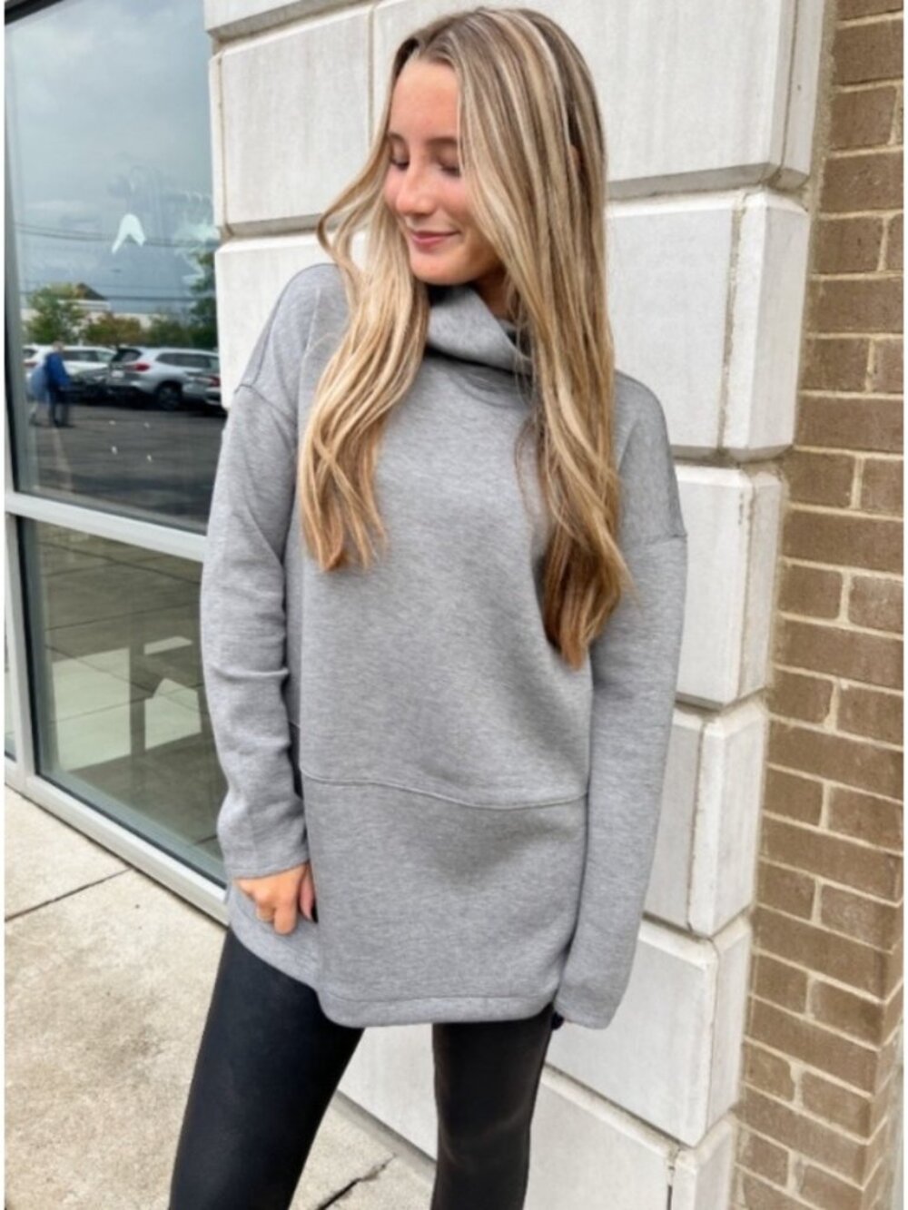 NEW Spanx Air Essentials Turtleneck Tunic Sweatshirt Grey Heathered Small Casual